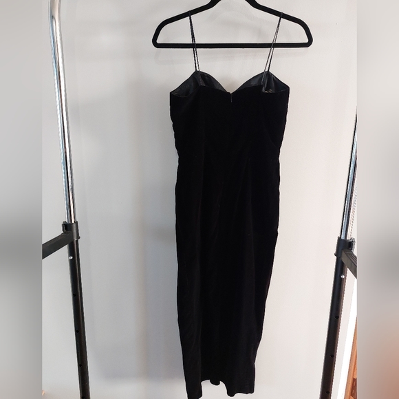 Black Velvet Slip Dress with Side Slit. Size 8 - Picture 3 of 8